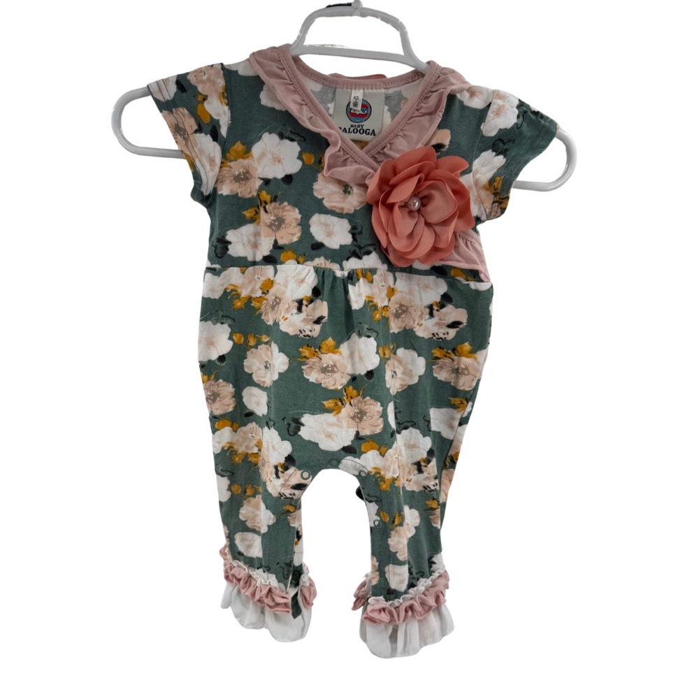 Baby Balooga ruffle Charming Floral Kids Romper flower accent 12-18 mo girly